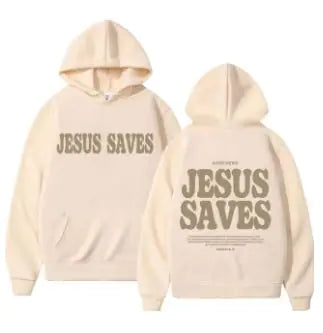 Jesus Saves Oversized HoodieDwscriptionStay warm and stylish with our "Jesus Saves" oversized hoodie, perfect for autumn and winter. This vintage-inspired sweatshirt features a bold Christian pJesus Saves Oversized Hoodie