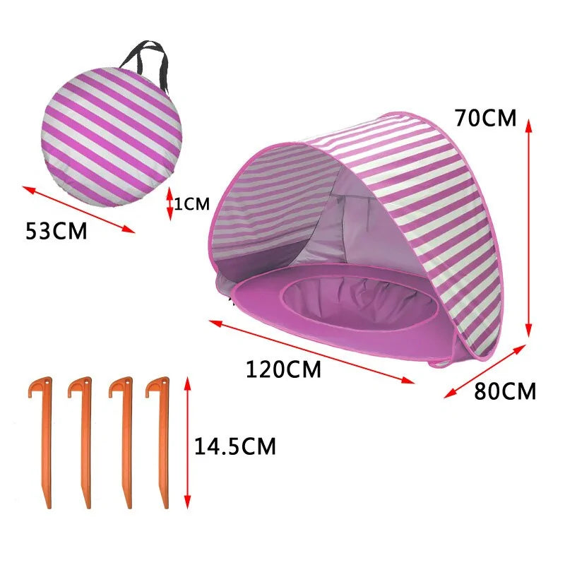 Baby Beach TentProtect Your Little One Under the SunEnsure your baby's safety with the Baby Beach Tent. Its UV-protective material shields delicate skin from harmful rays, letting Baby Beach Tent