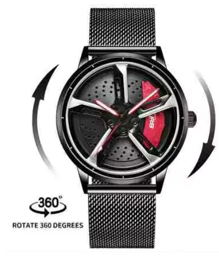 3D Spinning Mens Watches Car RimElevate your wristwear with the Sports 3D Spinning Men's Watch, a masterpiece that combines dynamic automotive aesthetics with precision timekeeping. This unique tim3D Spinning Mens Watches Car Rim