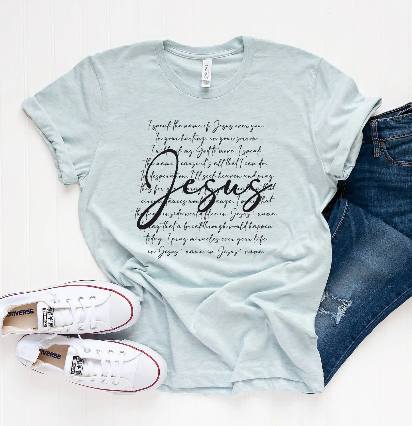 I Speak The Name of JesusHow beautiful is this, ladies! This is PERFECT for Easter, and even better that you can wear it all year round!Speak