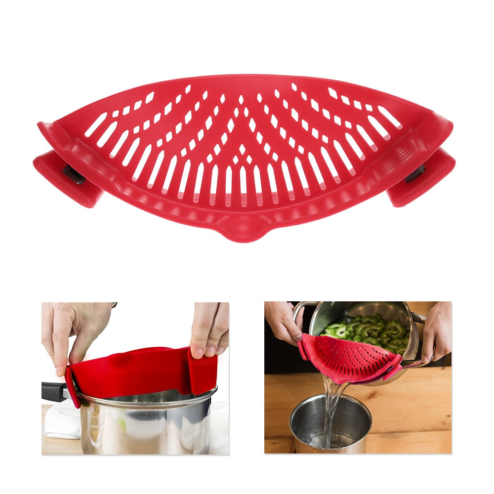 Silicone Kitchen Snap N Strain FilterThe Silicone Kitchen Snap N Strain Filter is the perfect kitchen accessory for those who want to easily separate solid food from liquid. Made from heat resistant silSilicone Kitchen Snap
