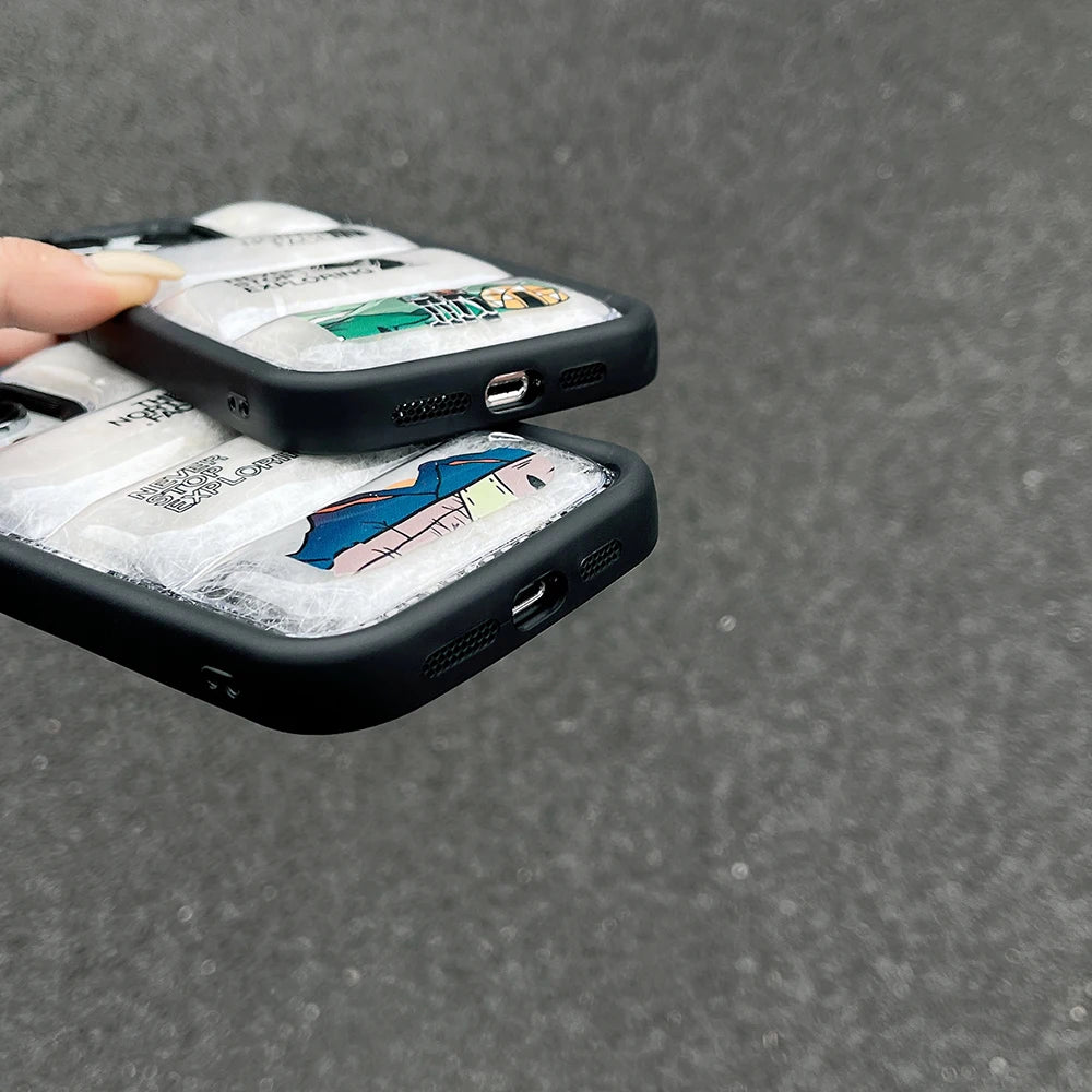 Phone CaseStay Stylish and Protected This Winter with Your iPhone 15 Pro CaseExperience the perfect blend of fashion and function with our clear cotton jacket iPhone case. DesPhone Case