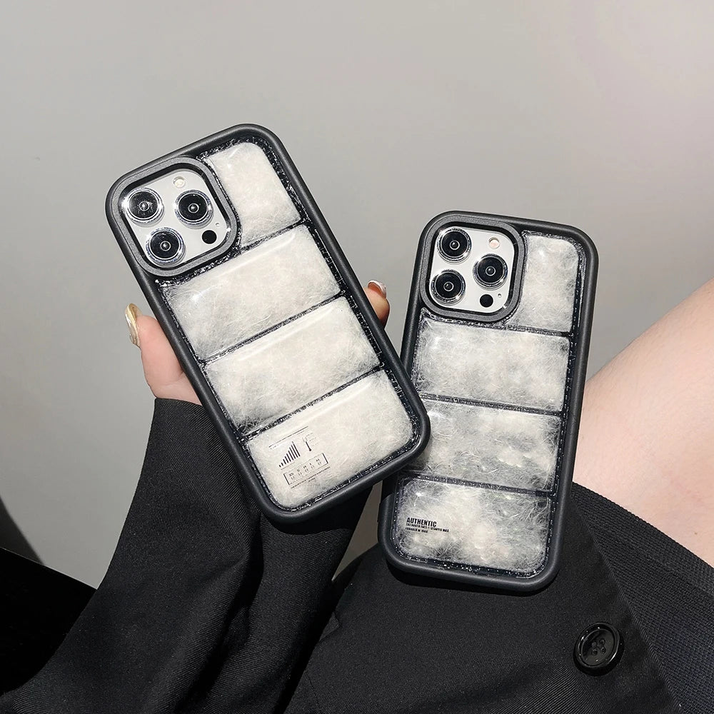 Phone CaseStay Stylish and Protected This Winter with Your iPhone 15 Pro CaseExperience the perfect blend of fashion and function with our clear cotton jacket iPhone case. DesPhone Case