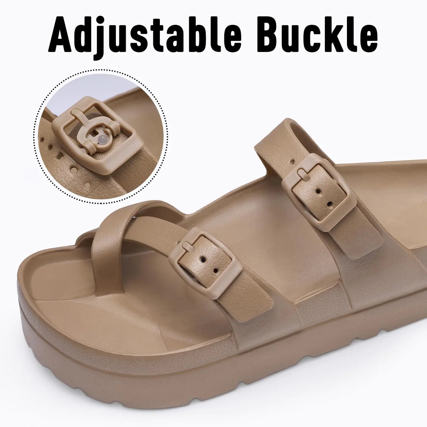 Women's Platform Sandals with Arch Support Comfortable Foam Slides LigWomen's Platform Sandals with Arch Support Comfortable Foam Slides Lightweight Thick Soles | Adjustable Buckle | Ultra Cushion
Product DetailsArch Support Comfortable Foam Slides Lightweight Thick Soles