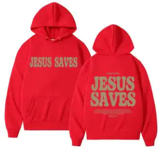 Jesus Saves Oversized HoodieDwscriptionStay warm and stylish with our "Jesus Saves" oversized hoodie, perfect for autumn and winter. This vintage-inspired sweatshirt features a bold Christian pJesus Saves Oversized Hoodie