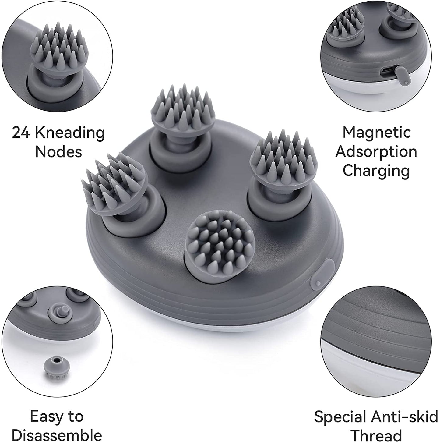 Electric Cat MassagerFeatures:
1. Deep scalp and stress relieving massage: Scalp massager features 4 massage heads with 24 individual nodes and 3D Deep-Kneading, perfectly fits the scalpElectric Cat Massager