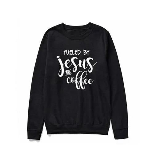 Fueled By Jesus and Coffee Sweatshirt"Indulge in pure comfort with our collection of cotton-rich apparel! Our T-shirts are crafted entirely from soft, breathable cotton, while our sweatshirts and hoodieCoffee Sweatshirt