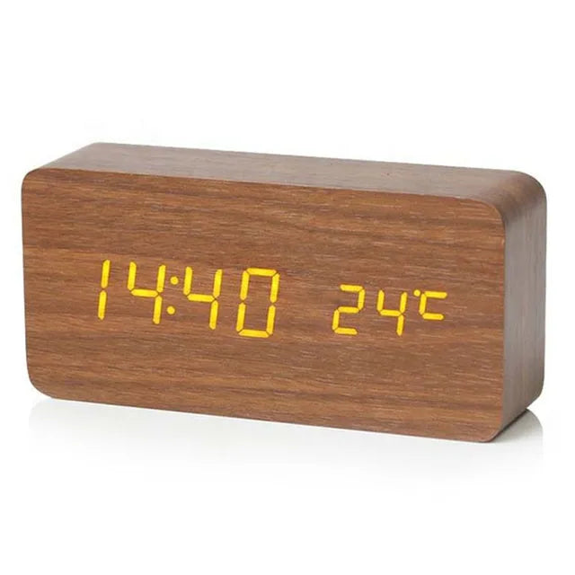 Wooden Digital Alarm ClockEnhance Your Workspace with Our Wooden Digital Alarm ClockUpgrade your office aesthetic with our wooden digital alarm clock. This LED clock doubles as a temperature Wooden Digital Alarm Clock