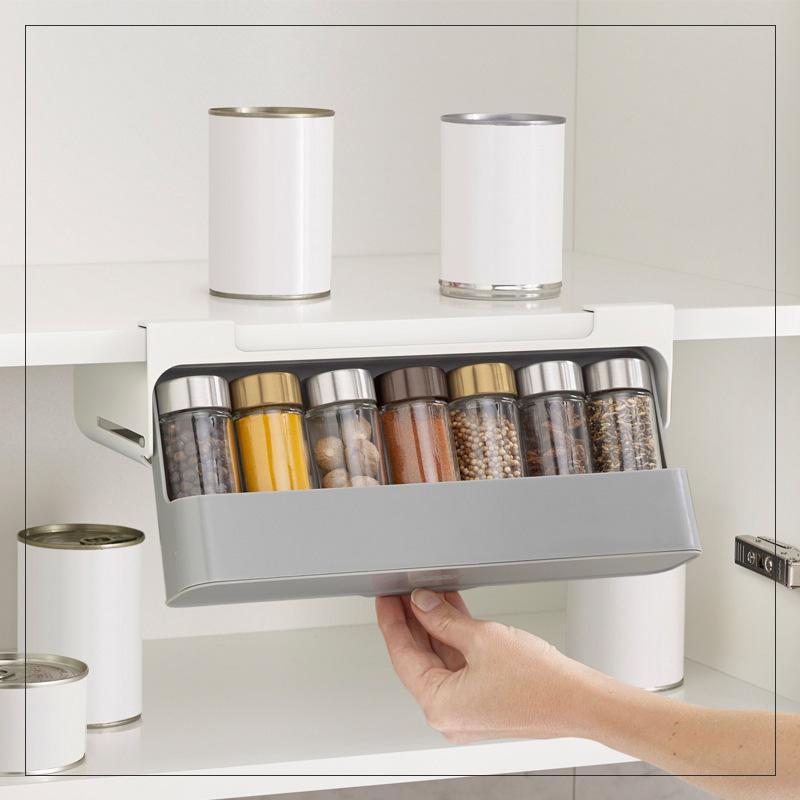 Kitchen Self-Adhesive Wall-Mounted Spice OrganizerIntroducing the Kitchen Self-Adhesive Wall-Mounted Spice Organizer - the perfect way to make use of unused space beneath your kitchen shelves and keep your spices orKitchen