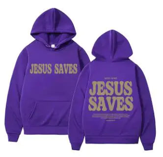 Jesus Saves Oversized HoodieDwscriptionStay warm and stylish with our "Jesus Saves" oversized hoodie, perfect for autumn and winter. This vintage-inspired sweatshirt features a bold Christian pJesus Saves Oversized Hoodie