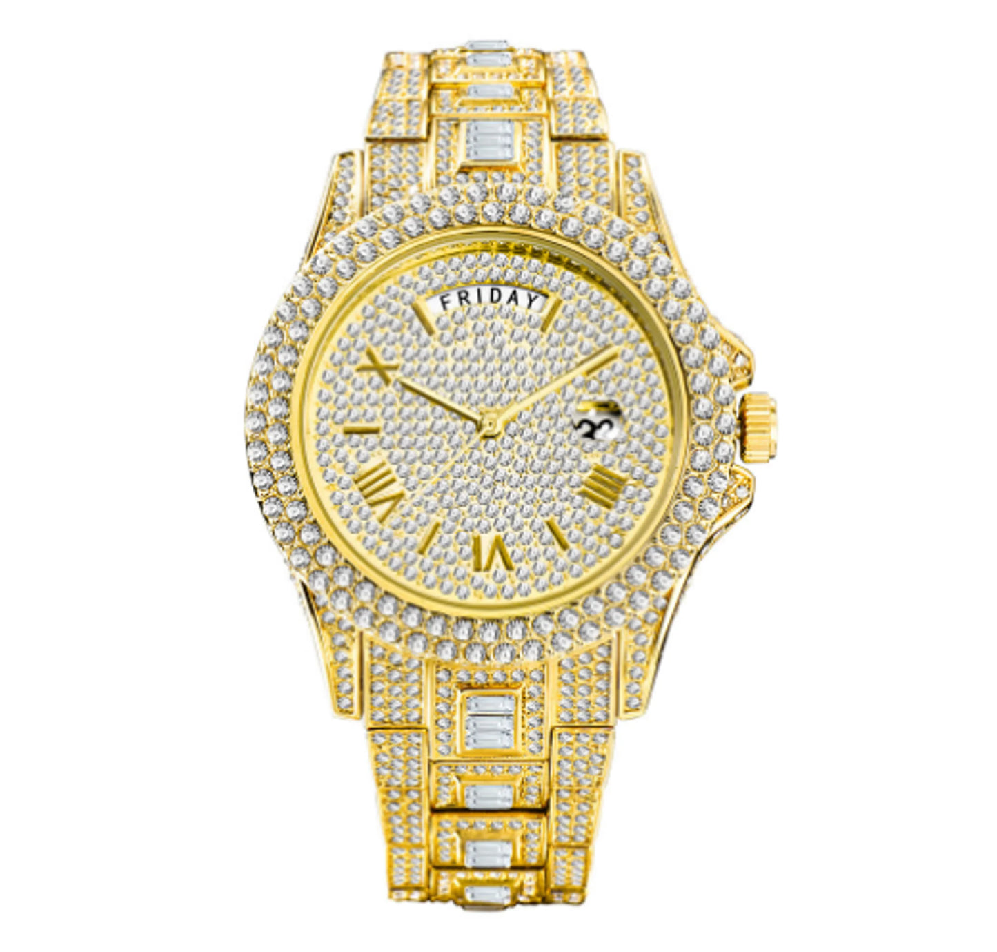 Masculino Diamond Quartz WatchesIntroducing the exquisite Masculino Diamond Quartz Watch! This luxurious timepiece is graced with a stunning diamond at its center, encircled by a sleek gold case. TMasculino Diamond Quartz Watches