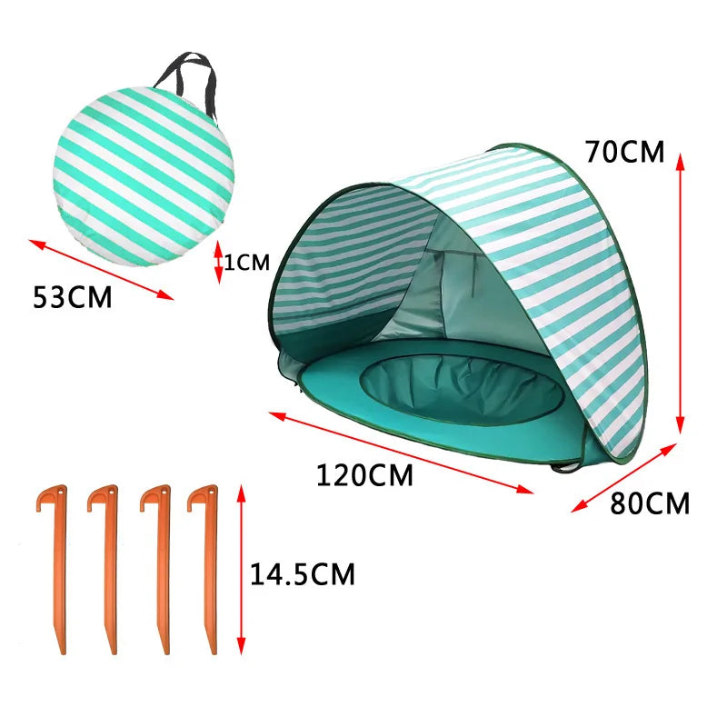 Baby Beach TentProtect Your Little One Under the SunEnsure your baby's safety with the Baby Beach Tent. Its UV-protective material shields delicate skin from harmful rays, letting Baby Beach Tent