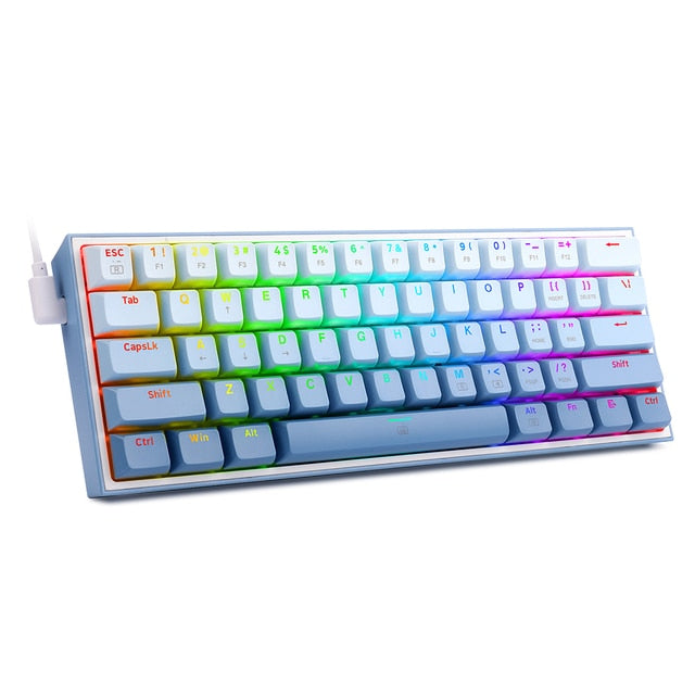 Mini Mechanical Gaming Wired KeyboardIntroducing the Mini Mechanical Gaming Wired Keyboard, Redragon's newest K617, the perfect companion for any gamer. Go ultra-portable with its 60% ultra compact desiMini Mechanical Gaming Wired Keyboard