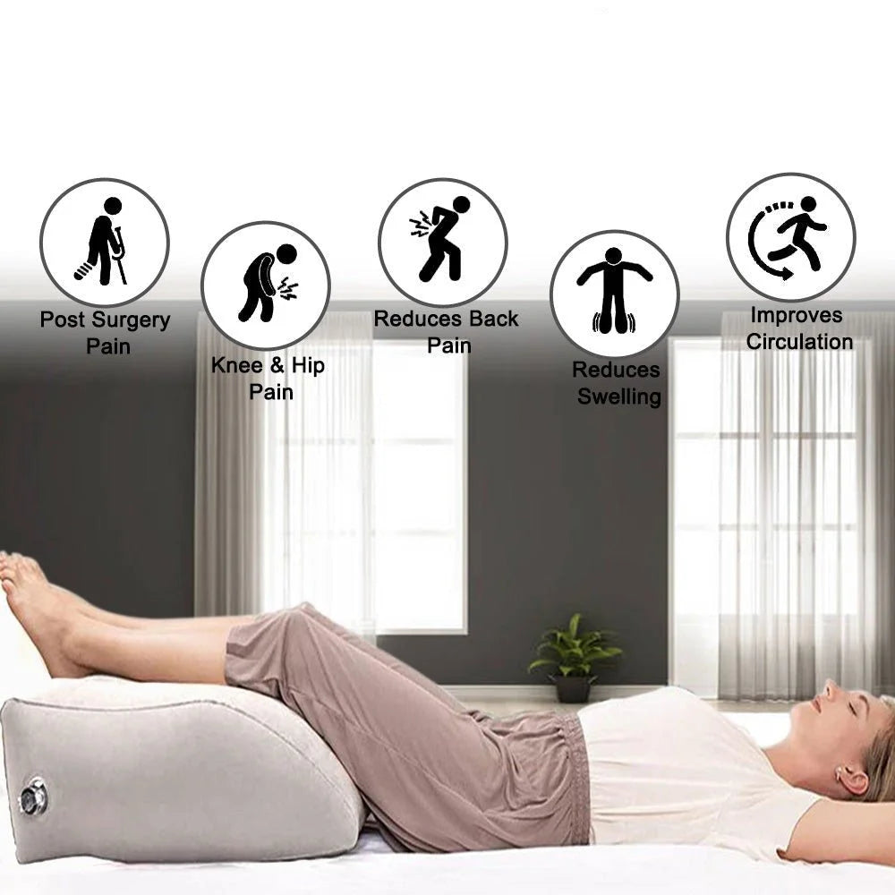 Ergonomic Leg PillowAre your legs screaming for a break? Say goodbye to discomfort and hello to relaxation with our Ergonomic Inflatable Leg Pillow! Here's how we make comfort our priorErgonomic Leg Pillow