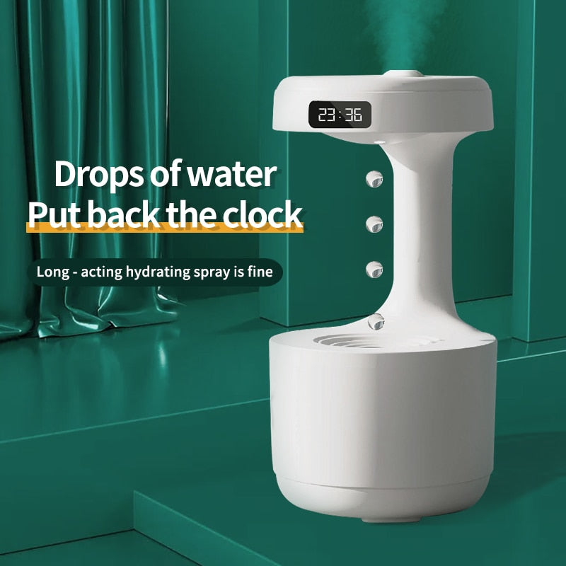 LED  Water Drop Humidifier DiffuserIntroducing the 800ml LED Clock Display Water Drop Humidifier Diffuserâthe perfect addition to any home. Our advanced design features time display with an interactLED Water Drop Humidifier Diffuser