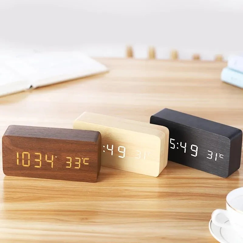 Wooden Digital Alarm ClockEnhance Your Workspace with Our Wooden Digital Alarm ClockUpgrade your office aesthetic with our wooden digital alarm clock. This LED clock doubles as a temperature Wooden Digital Alarm Clock