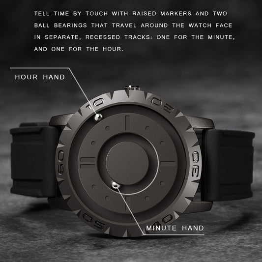 Iron Ball Magnetic Pointer Men's WatchIntroducing the Eutour Original Iron Ball Magnetic Pointer Concept Quartz Watch, a fashion-forward timepiece that combines unique style with precision. With its magnIron Ball Magnetic Pointer Men'