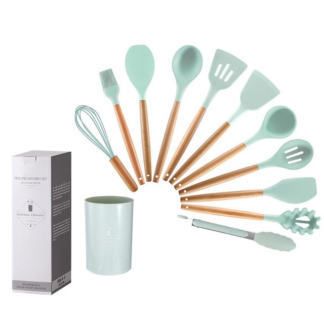 Non Stick Pot Spatula And SpoonUpgrade Your Kitchen with Our 12-Piece Wooden Handle Silicone Kitchen Utensils Set and Handy Storage Bucket!
Key Features:
Premium Material: Our cooking tools are crStick Pot Spatula