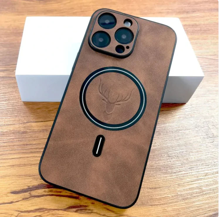Elk Magnetic Suction Phone Case Cartoon Phone CaseColor: gray, red, dark brown, blue, orange redFunction: anti-wear, anti-fall, anti-fingerprintMaterial: imitation leatherPopular elements: magnetic attractionStyle: Elk Magnetic Suction Phone Case Cartoon Phone Case