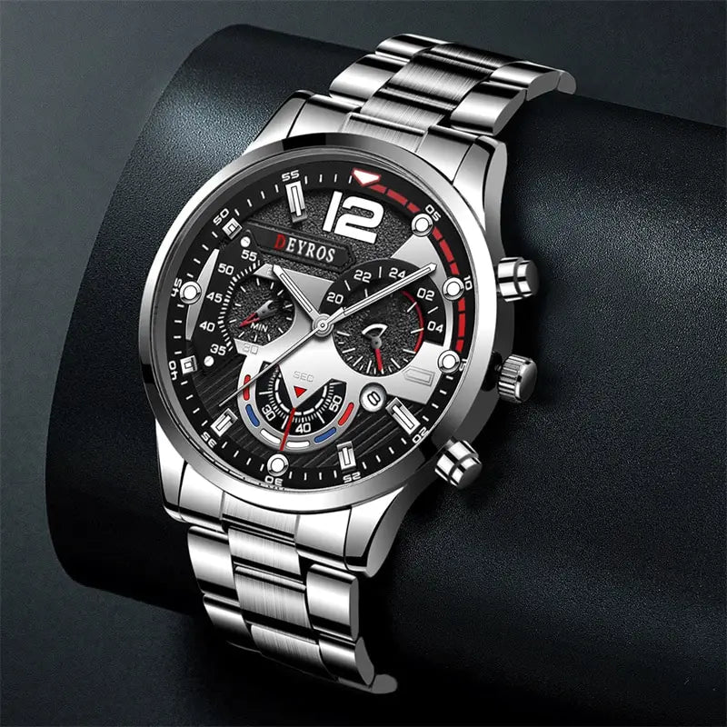 Fashion Mens Watches Luxury Stainless Steel Quartz Wristwatch Calendar• Luminous Hands :The hands of this watch glow in the dark, making it easy to read the time even in low light conditions.
• Stainless Steel Band :The band is madFashion Mens Watches Luxury Stainless Steel Quartz Wristwatch Calendar Luminous Clock Men Business Casual Watch Reloj Hombre