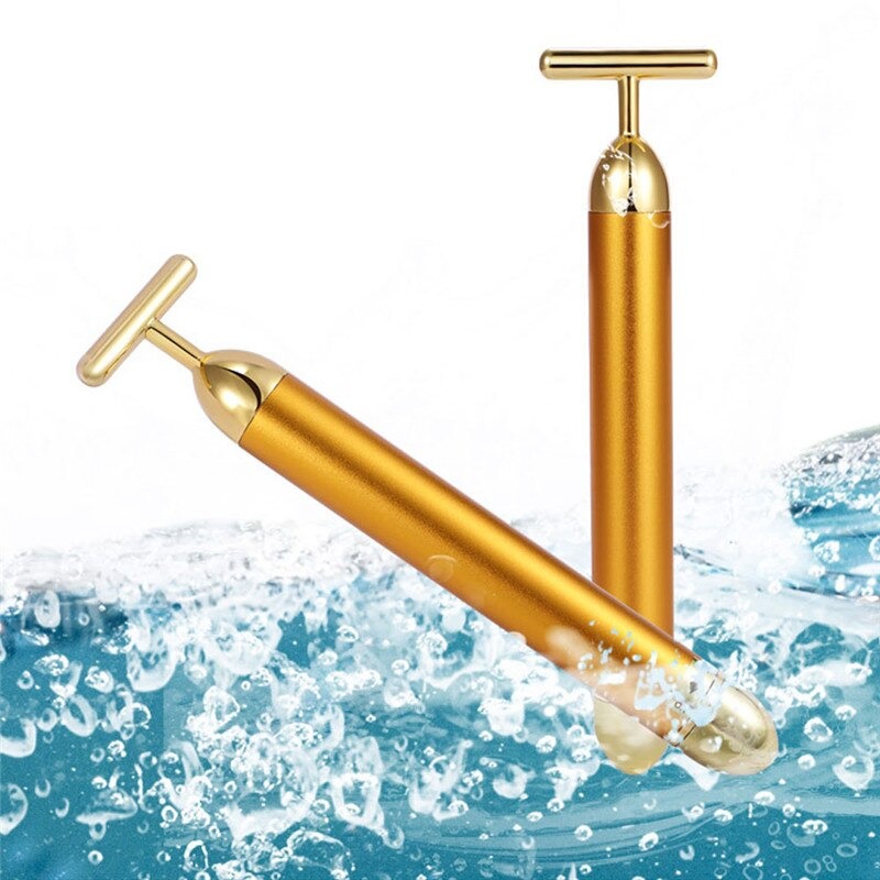 Energy 24K Gold T Beauty Bar Facial Roller MassagerFeatures:
An anti-bacterial material which is safe for you skin. Gold-Plated Germanium T-Bar Creating an Antimicrobial Surface for Safe Contact with Your Skin VibratBeauty Bar Facial Roller Massager