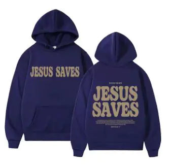 Jesus Saves Oversized HoodieDwscriptionStay warm and stylish with our "Jesus Saves" oversized hoodie, perfect for autumn and winter. This vintage-inspired sweatshirt features a bold Christian pJesus Saves Oversized Hoodie