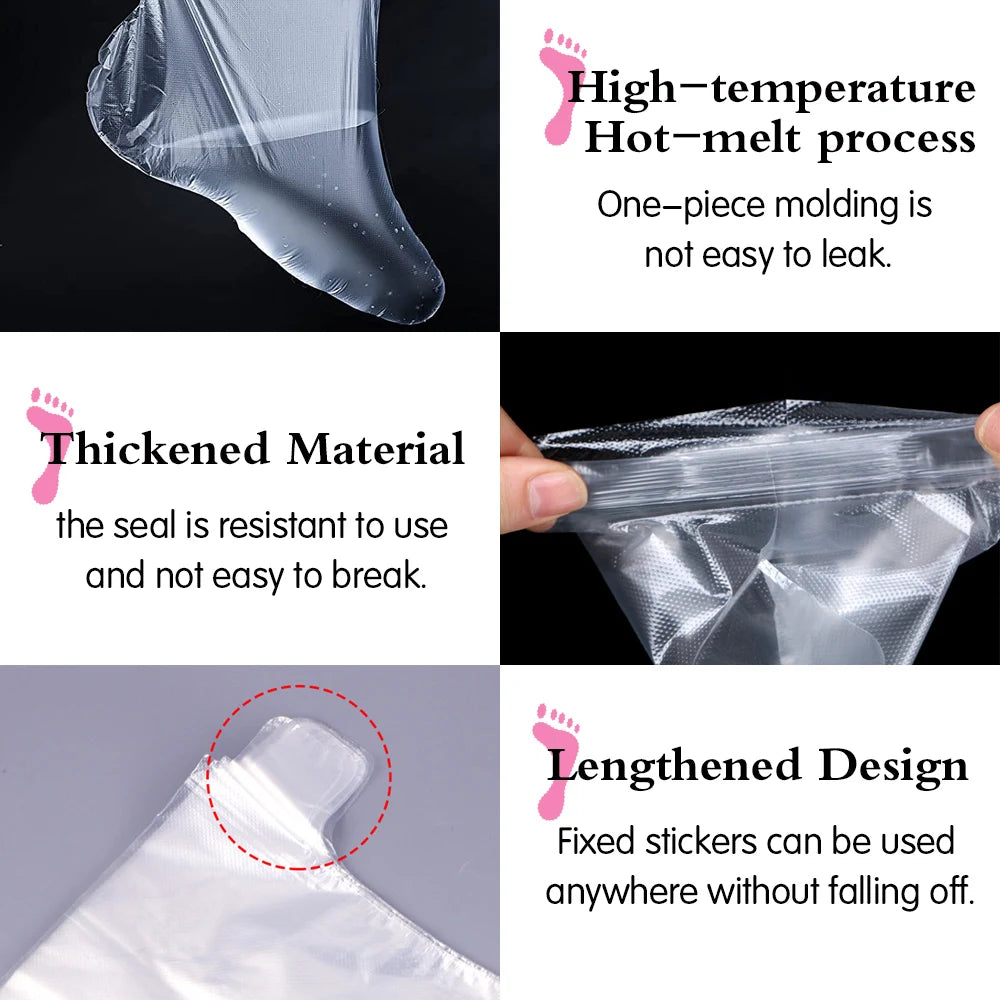 100PCS Transprent Disposable Foot Bags Detox Dead Skin Removal SPA Covers Pedicure Prevent Infection Chapped Foot Care Tools
