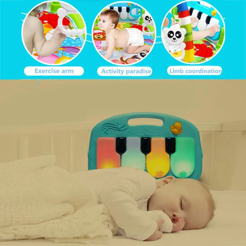 Baby Music Puzzle Play Mat: Educational Keyboard Carpet with Rack ToysIntroducing our Baby Gym Carpet—a delightful blend of comfort, entertainment, and developmental stimulation for your little one!Crafted from soft cotton and durable Baby Music Puzzle Play Mat