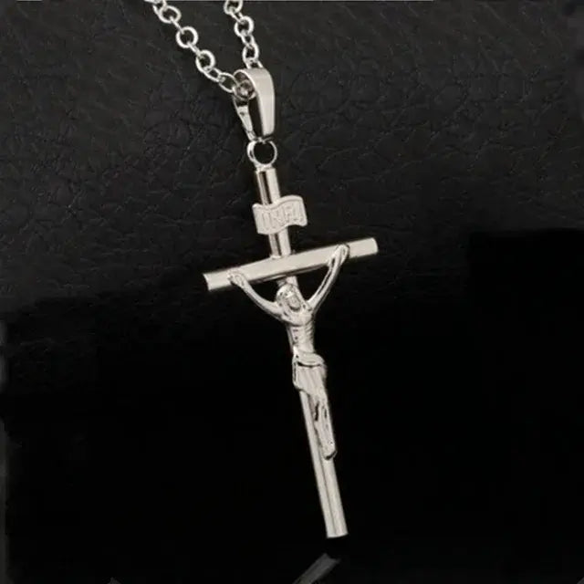 Religious Jesus Cross Necklace for MenShow Your Faith with a Stylish Jesus Cross NecklaceElevate your style while expressing your faith with our Religious Jesus Cross Necklace for Men. This gold color crReligious Jesus Cross Necklace