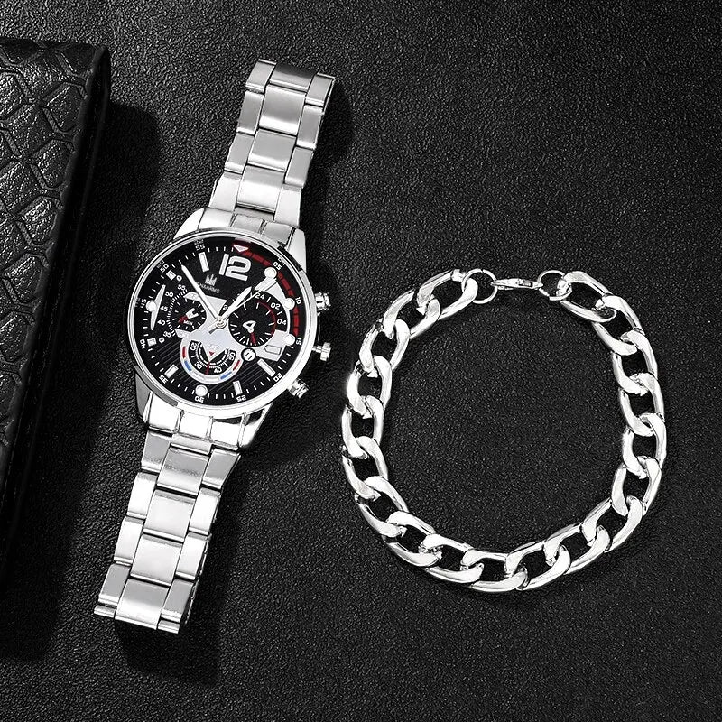 Luxury Brand Men Business Watch Stainless Steel Calendar Big Dial WatcMovement type: Quartz Watch
Applicable people: Mens
Watch band length Approx:220mm
Watch band Width Approx:18mm
Watch case diameter Approx:41mm
Luxury Brand Men Business Watch Stainless Steel Calendar Big Dial Watches