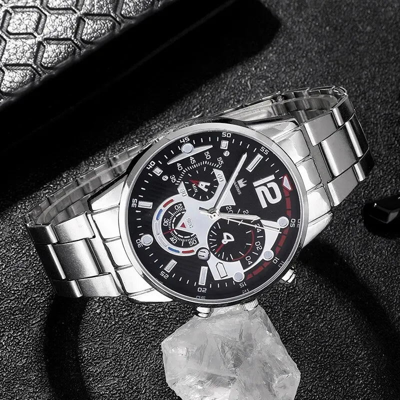 Luxury Brand Men Business Watch Stainless Steel Calendar Big Dial WatcMovement type: Quartz Watch
Applicable people: Mens
Watch band length Approx:220mm
Watch band Width Approx:18mm
Watch case diameter Approx:41mm
Luxury Brand Men Business Watch Stainless Steel Calendar Big Dial Watches