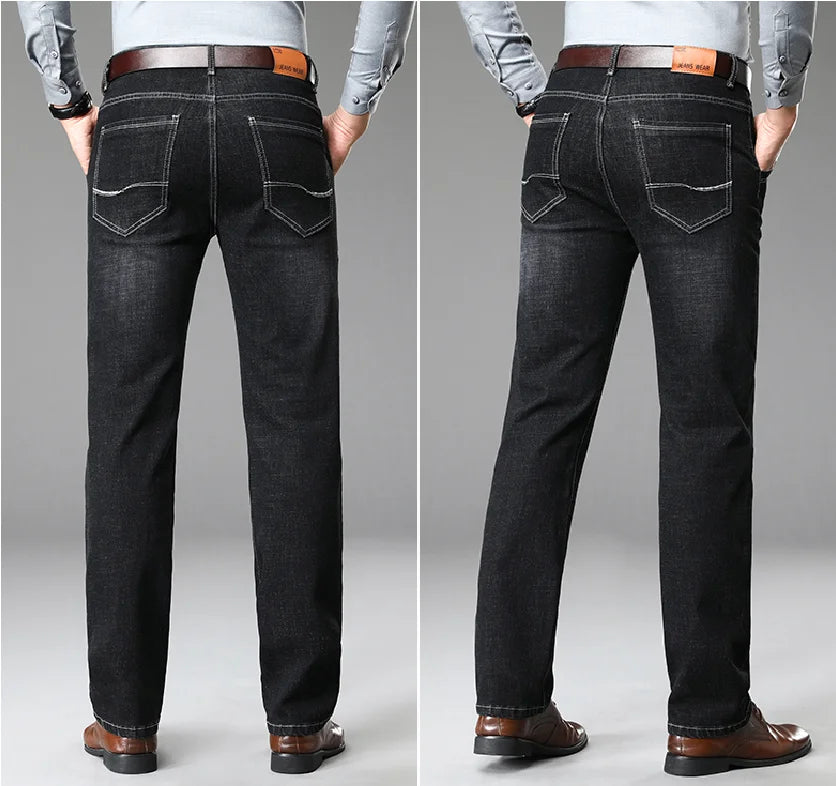 2024 new spring and autumn winter men straight leg comfortable simple casual jeans trend everything zipper pants