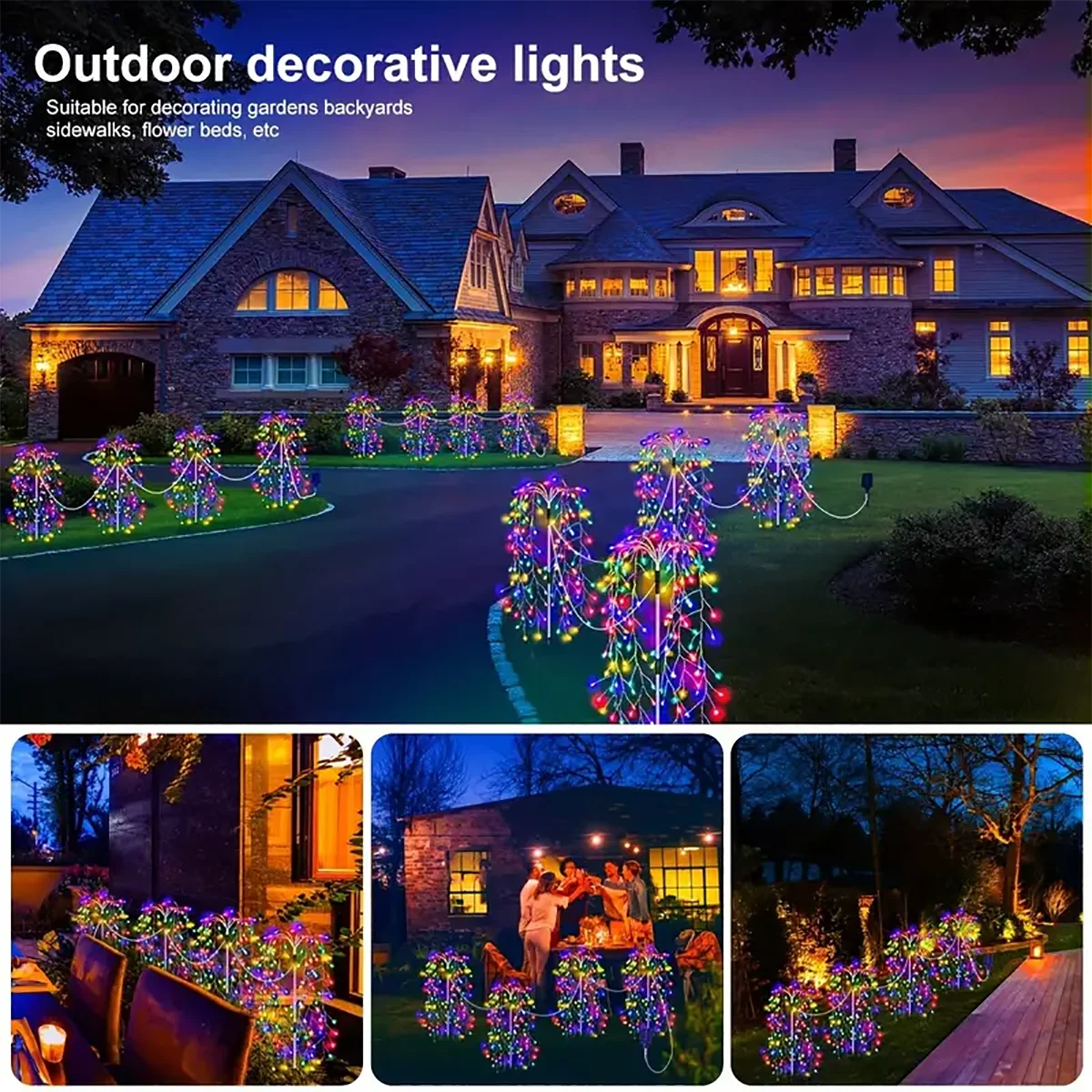 4Pack 680LED Christmas Solar Firecracker Fireworks Lights Outdoor YardSpecification
Working mode: Light control induction
Charging time: About 6-8 hours in the sun
Lighting time: About 8-10 hours in the night
Material:copper wire
4Pack 680LED Christmas Solar Firecracker Fireworks Lights Outdoor Yard Lawn Garden Decorative Light Party Landscape Lighting