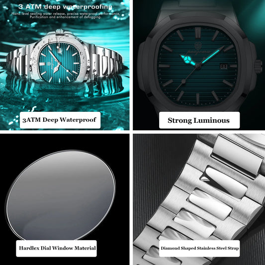 PAAZOMU Luxury Man Watch Business Waterproof Male Clock Luminous Date PAAZOMU Official Store
Package Included:
1 x PAAZOMU Clock
1 x PAAZOMU Box
1 x Watch wipe
1 x Warranty cardPAAZOMU Luxury Man Watch Business Waterproof Male Clock Luminous Date Stainless Steel Square Quartz Men Watch reloj hombre 2024