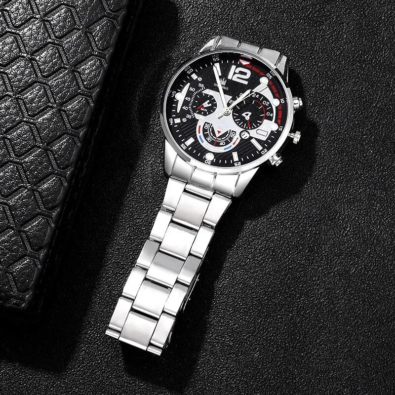 Luxury Brand Men Business Watch Stainless Steel Calendar Big Dial WatcMovement type: Quartz Watch
Applicable people: Mens
Watch band length Approx:220mm
Watch band Width Approx:18mm
Watch case diameter Approx:41mm
Luxury Brand Men Business Watch Stainless Steel Calendar Big Dial Watches