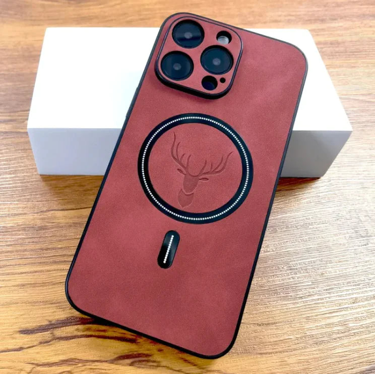 Elk Magnetic Suction Phone Case Cartoon Phone CaseColor: gray, red, dark brown, blue, orange redFunction: anti-wear, anti-fall, anti-fingerprintMaterial: imitation leatherPopular elements: magnetic attractionStyle: Elk Magnetic Suction Phone Case Cartoon Phone Case