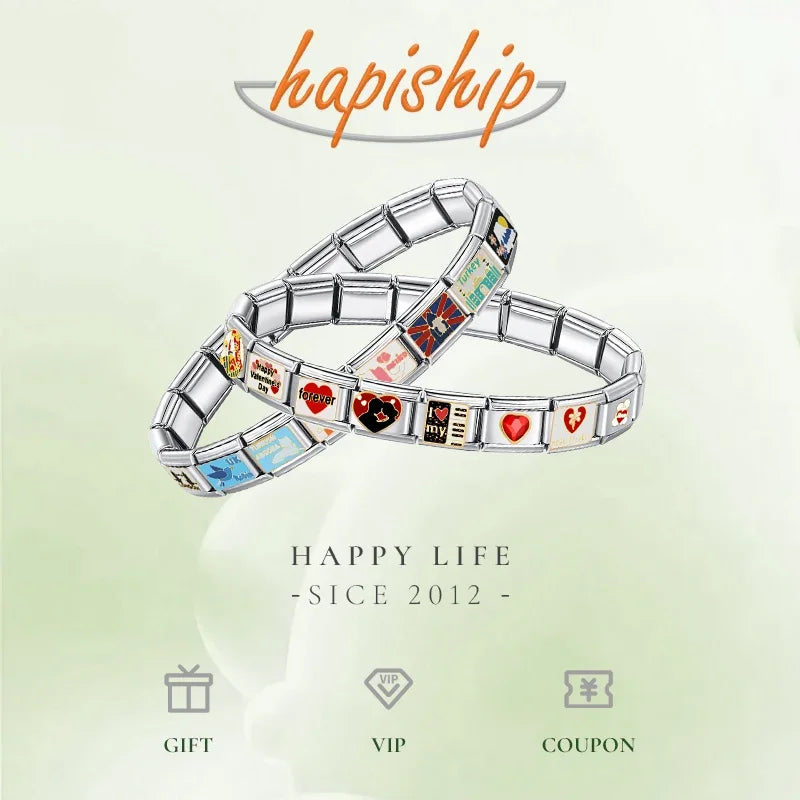 Hapiship Romantic Colour Heart Star Flwoer Tai Chi Italian Charm Links* Brand:Hapiship
* Make a Happy Bracelet !Hapiship Romantic Colour Heart Star Flwoer Tai Chi Italian Charm Links Fit 9mm Stainless Steel Bracelet Jewelry DIY Making DJ597