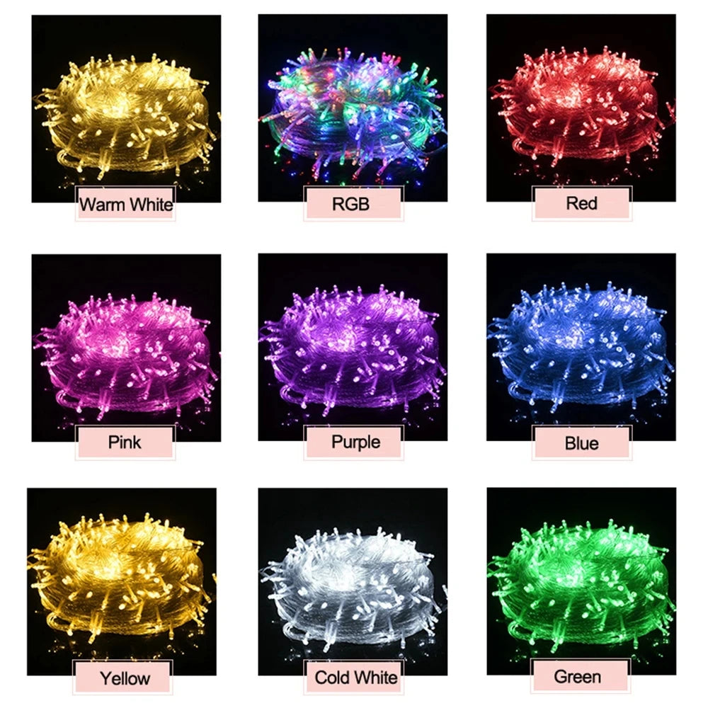 10M 100LEDs LED String Light AC 220V 110V Festoon Lamps Waterproof OutSpecification:
LED color: Red/Green/Blue/White/Warm White/RGB/Pink/Purple
LED quantity: 10m/100LEDs
Input voltage: 220V 110V
Plug standard: EU/US Plug
String Light 10M 100LEDs LED String Light AC 220V 110V Festoon Lamps Waterproof Outdoor Garland Party Holiday Christmas Wedding Decoration