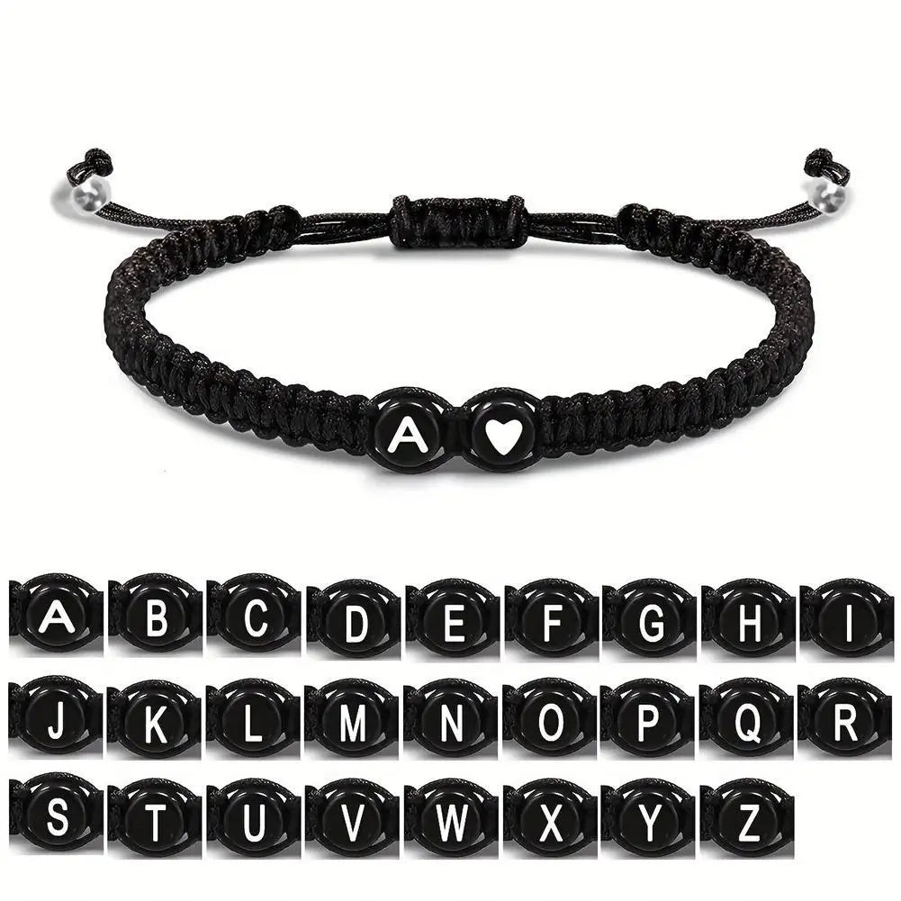 26 Letters Initial Heart Bracelets Handmade Adjustable A-Z Name BraideProduct Description:
1. Product name: 26 letters bracelet
2. Chain length: 17.5+6cm (6.89+2.36in),
3. Product color: black
4. Product material: rope
Features:
1.Thi26 Letters Initial Heart Bracelets Handmade Adjustable