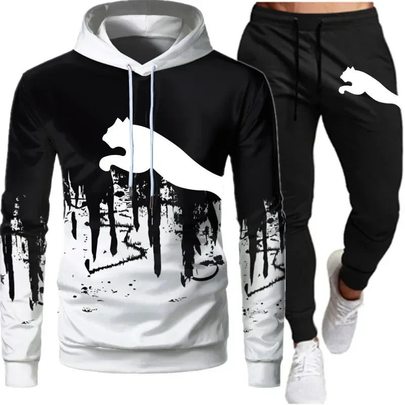 2024 unisex fashion casual trend sweater set with outdoor sports printing pattern, size S-3XL.