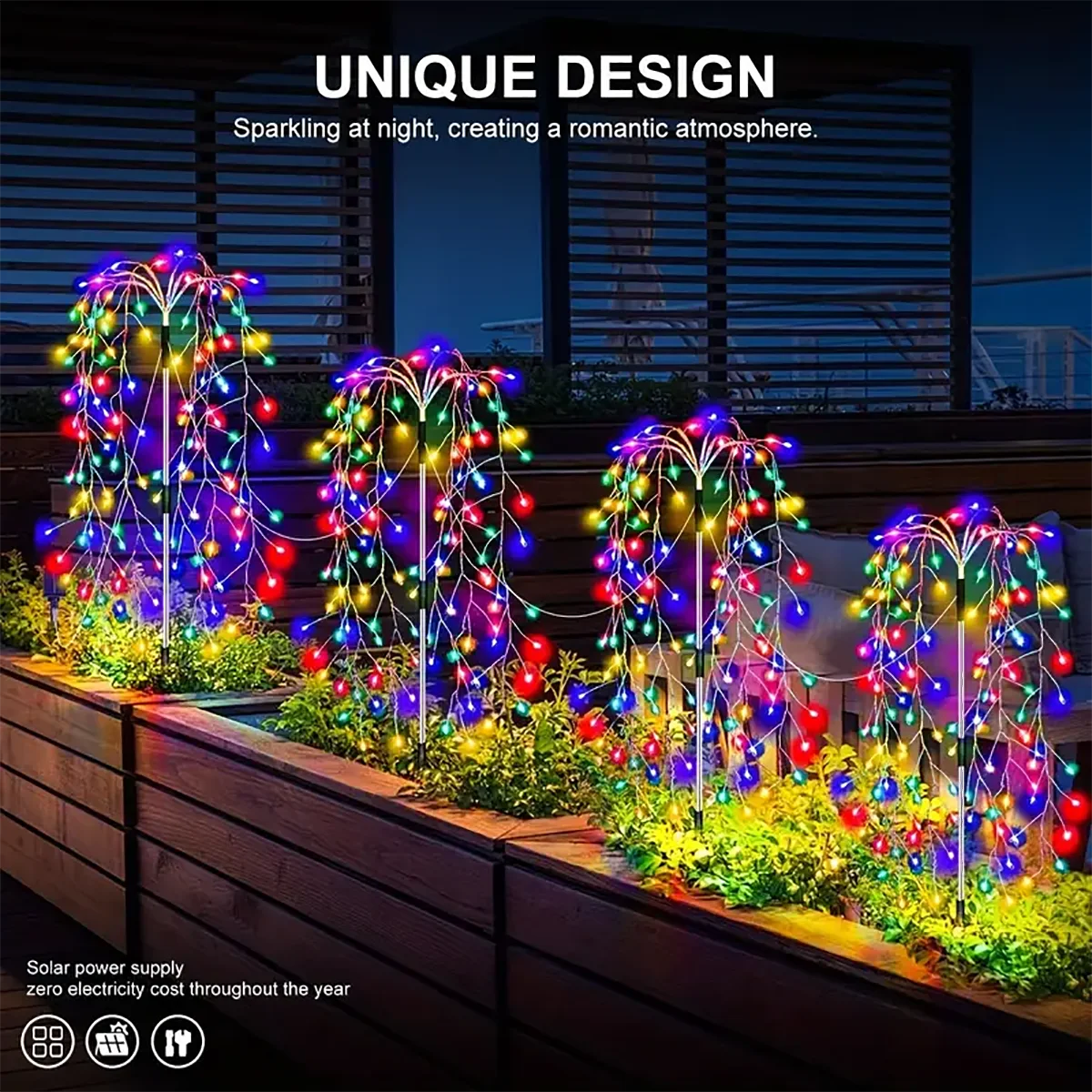 4Pack 680LED Christmas Solar Firecracker Fireworks Lights Outdoor YardSpecification
Working mode: Light control induction
Charging time: About 6-8 hours in the sun
Lighting time: About 8-10 hours in the night
Material:copper wire
4Pack 680LED Christmas Solar Firecracker Fireworks Lights Outdoor Yard Lawn Garden Decorative Light Party Landscape Lighting