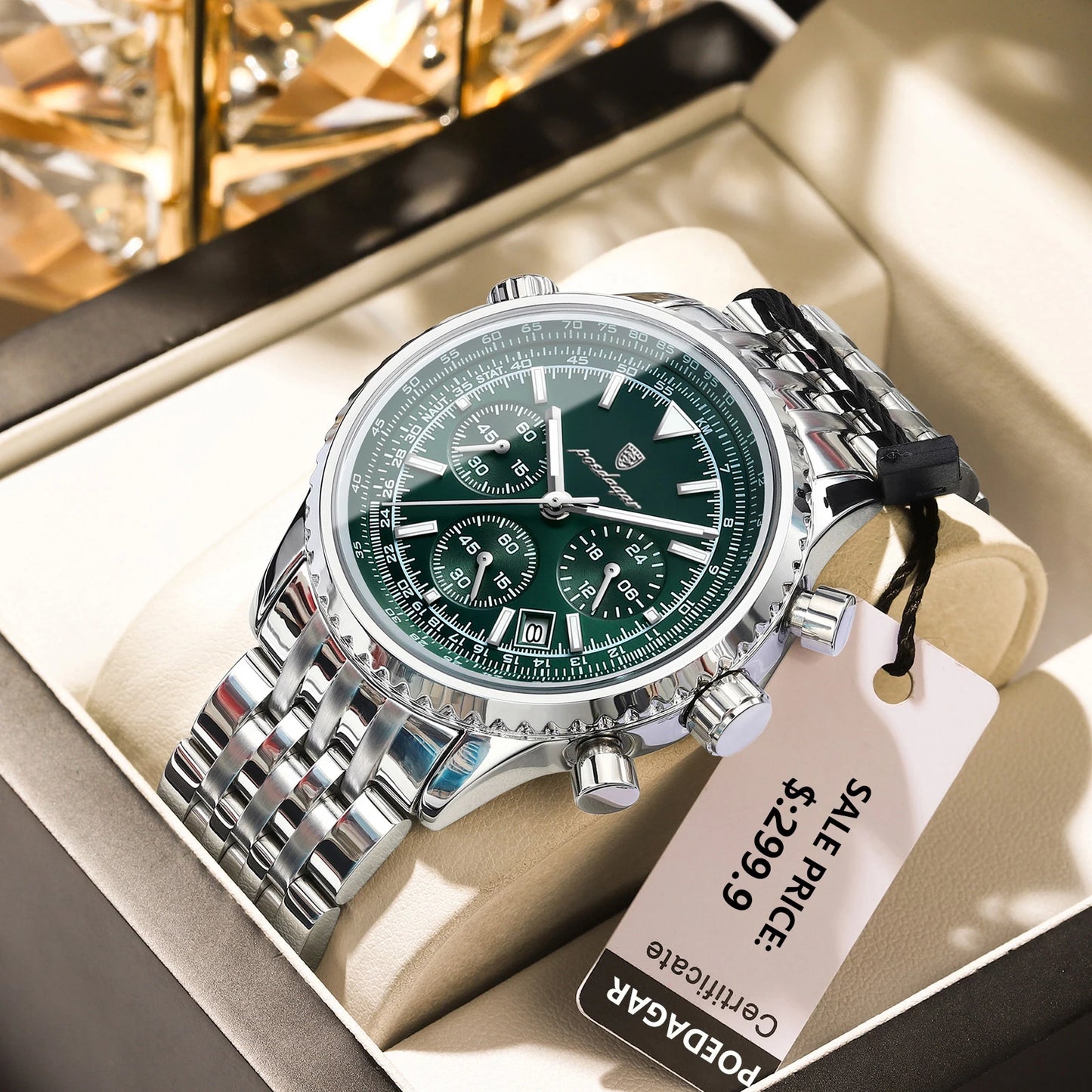 POEDAGAR Luxury Military Watch for Men Waterproof Luminous Date ChronoPackage Included:
1 x POEDAGAR Clock
1 x POEDAGAR Box
1 x Watchband adjust tool
1 x Watch wipe
1 x Warranty card
After-Sales Service:
If you have any questionMen Waterproof Luminous Date Chronograph Man Watch Sport Quartz Stainless Steel Men'