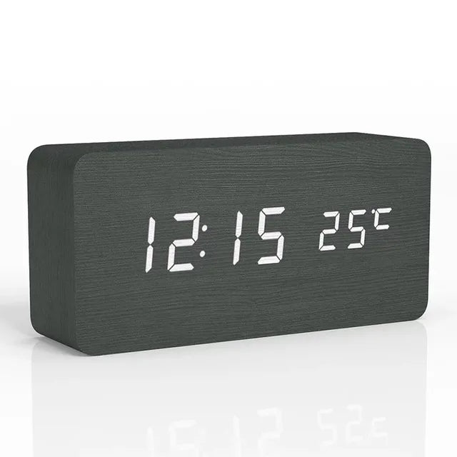 Wooden Digital Alarm ClockEnhance Your Workspace with Our Wooden Digital Alarm ClockUpgrade your office aesthetic with our wooden digital alarm clock. This LED clock doubles as a temperature Wooden Digital Alarm Clock