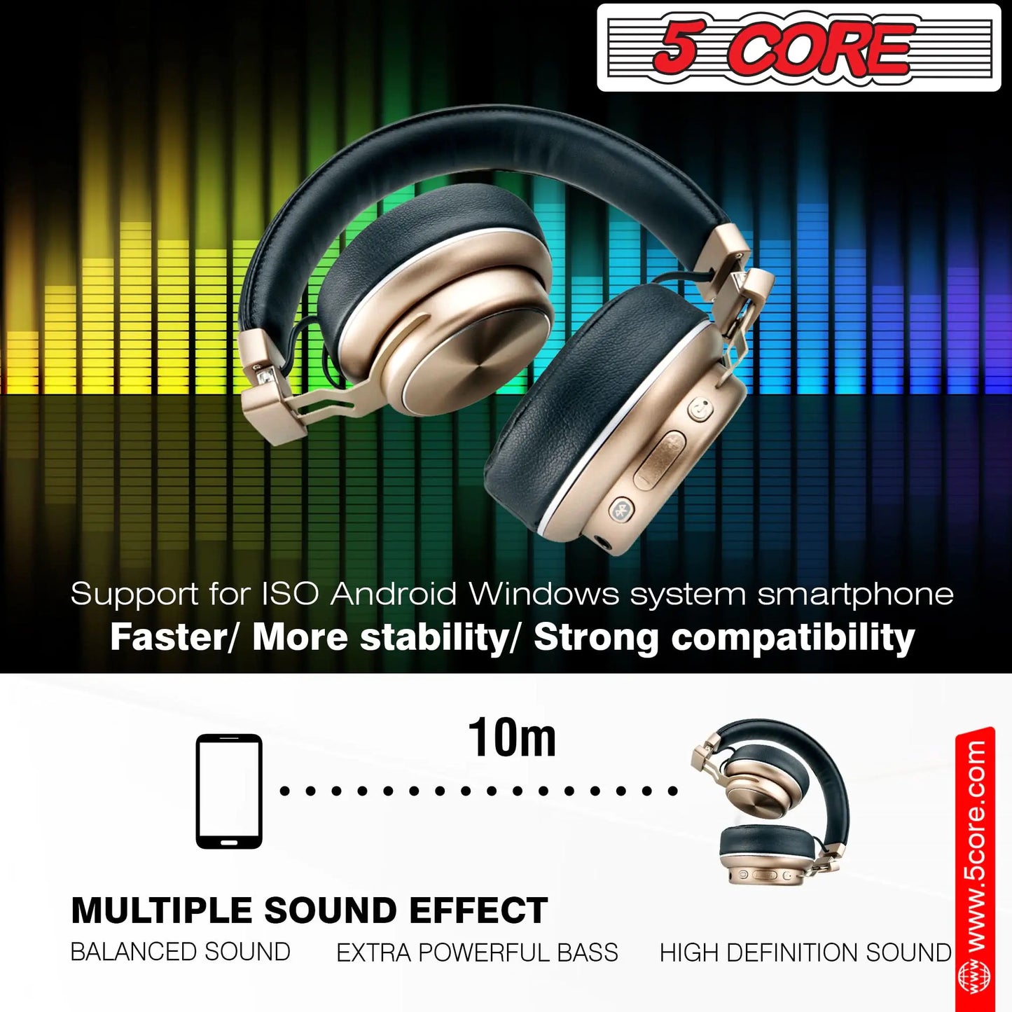 5 CORE Bluetooth Headphones Over Ear Noise Cancelling Headset Stereo HProduct Description
Features
Package Include:
About BrandPadded Ear Cups + Adjustable Headband HEADPHONE 13