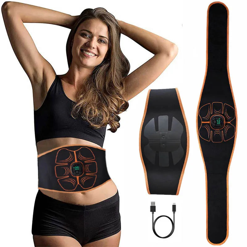 Vibration ABS Muscle Stimulator EMS Trainer for Abdominal Fitness, USB Rechargeable Home Gym Equipment.
