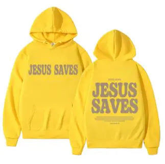 Jesus Saves Oversized HoodieDwscriptionStay warm and stylish with our "Jesus Saves" oversized hoodie, perfect for autumn and winter. This vintage-inspired sweatshirt features a bold Christian pJesus Saves Oversized Hoodie