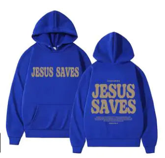 Jesus Saves Oversized HoodieDwscriptionStay warm and stylish with our "Jesus Saves" oversized hoodie, perfect for autumn and winter. This vintage-inspired sweatshirt features a bold Christian pJesus Saves Oversized Hoodie