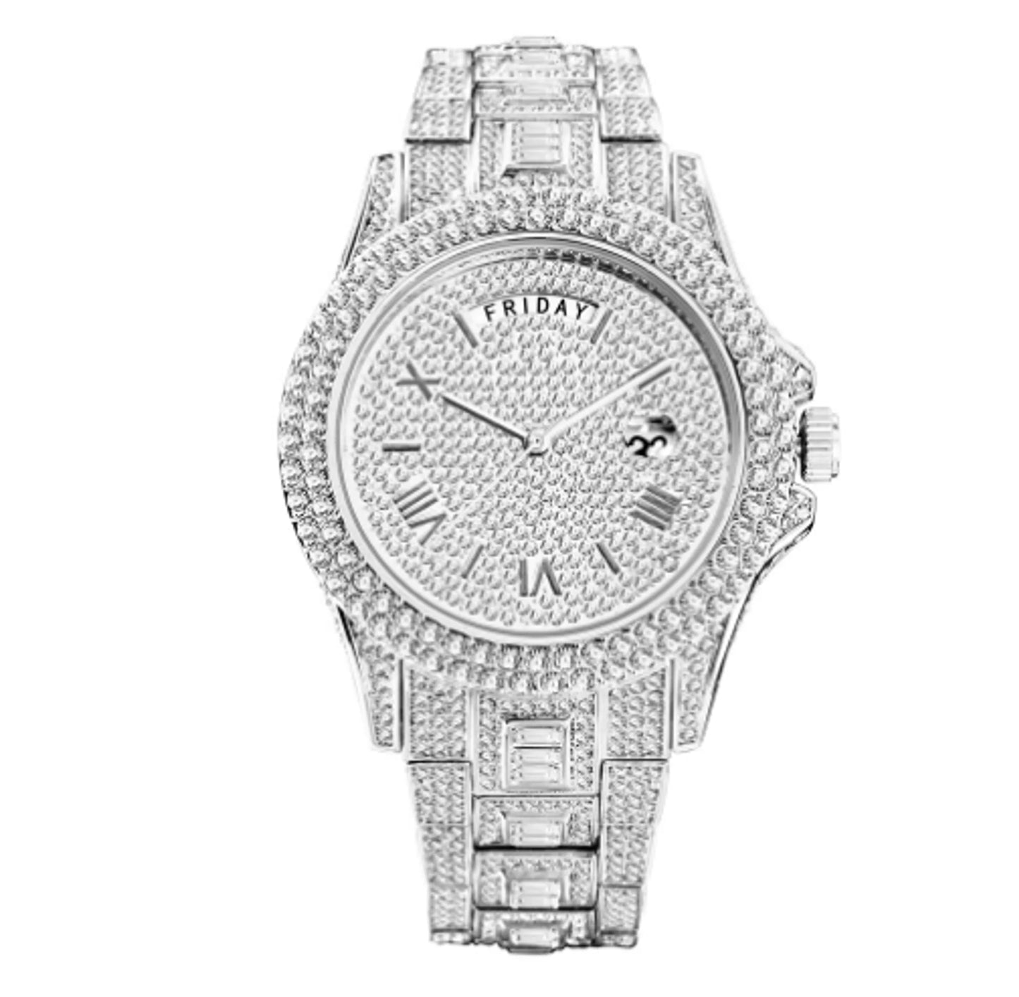 Masculino Diamond Quartz WatchesIntroducing the exquisite Masculino Diamond Quartz Watch! This luxurious timepiece is graced with a stunning diamond at its center, encircled by a sleek gold case. TMasculino Diamond Quartz Watches