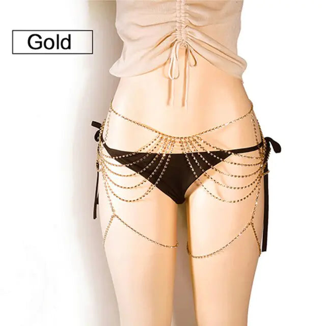 Leg Thigh ChainShine bright this summer with our Leg Thigh Chain! Designed to add a touch of glamour to your beach look, this body chain is a must-have accessory for every fashion-Leg Thigh Chain
