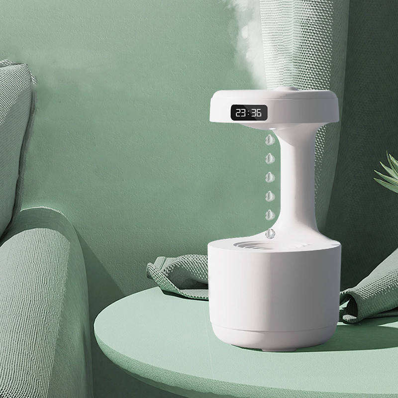 LED  Water Drop Humidifier DiffuserIntroducing the 800ml LED Clock Display Water Drop Humidifier Diffuserâthe perfect addition to any home. Our advanced design features time display with an interactLED Water Drop Humidifier Diffuser
